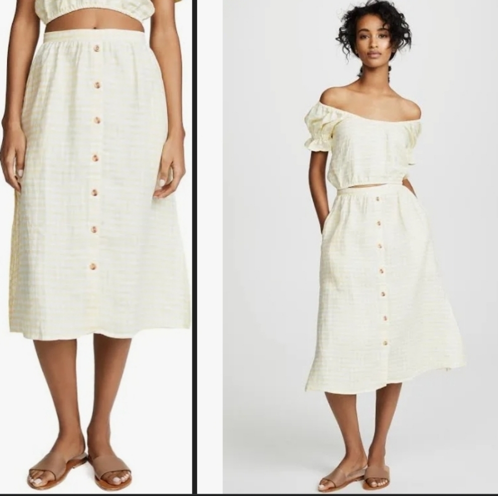 Faithfull the Brand Seine yellow gingham linen skirt